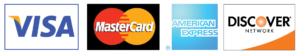 We accept Visa, Mastercard, American Expres, Discover Card